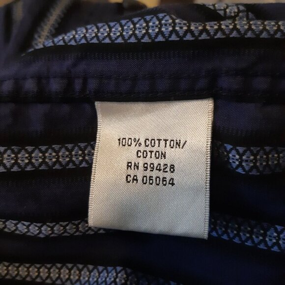 Bugatchi Uomo Mens Size Large Button Up Shirt Blue Striped Flip Cuff Long Sleeve - Picture 4 of 4